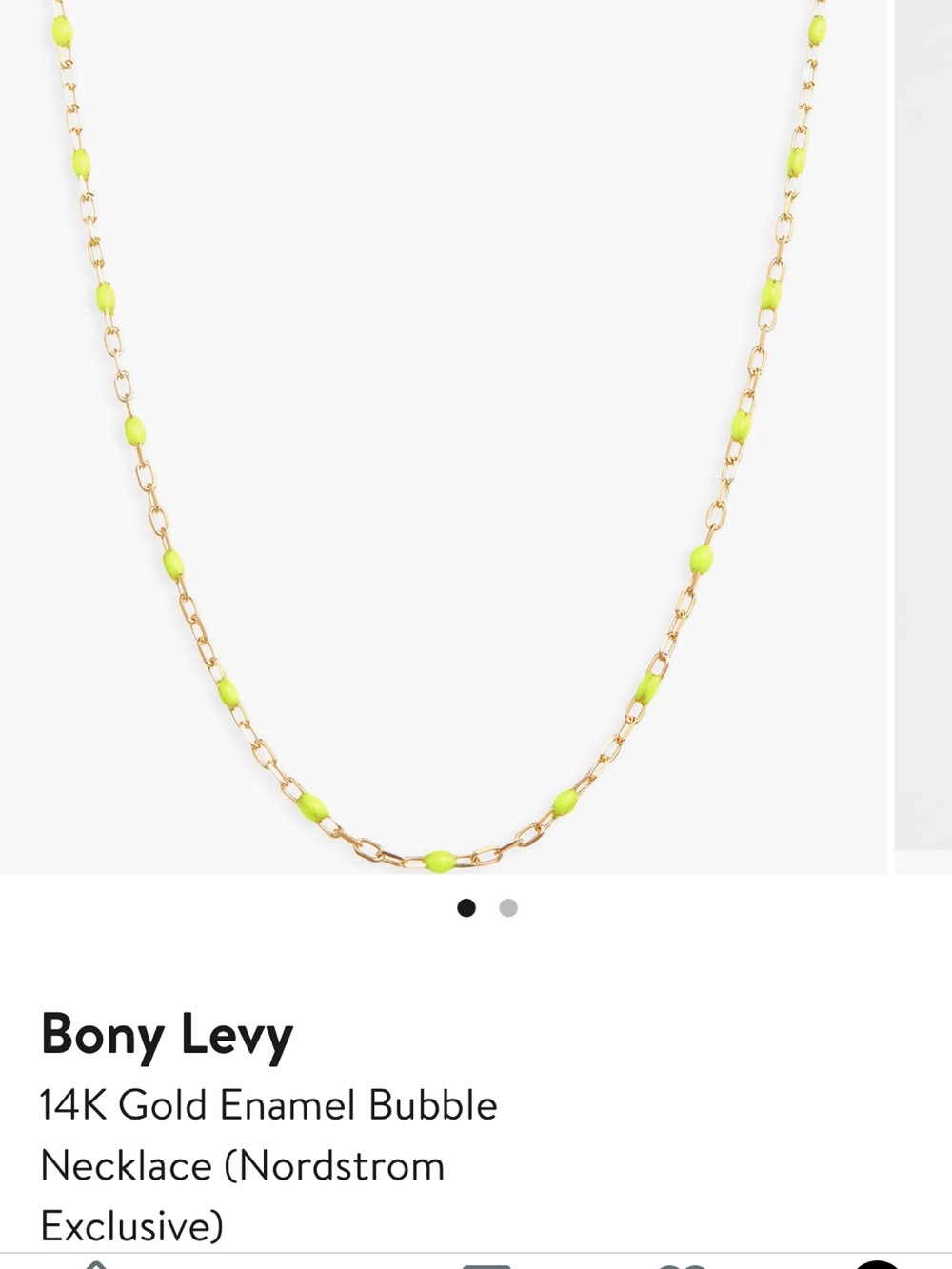 Bony Levy Neon Green Beaded Gold Chain Necklace